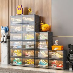 透明靴箱サイドオープン靴キャビネット寝室靴ラック多層家庭用靴収納キャビネット模造アクリルスニーカー防塵