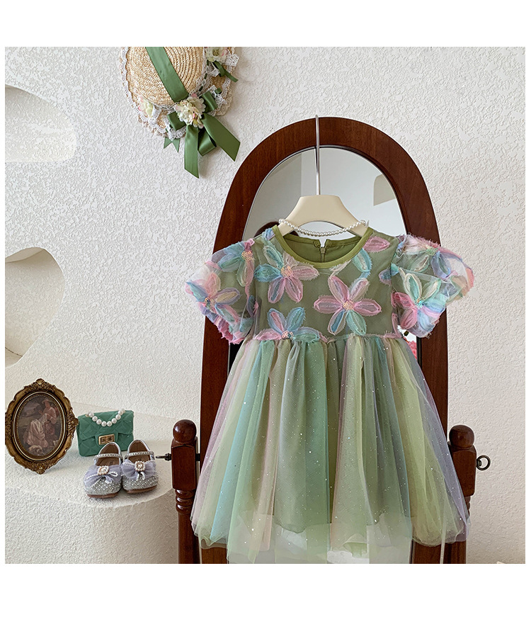 Title 1, Vestido de malla esponjoso y moderno para niñas...