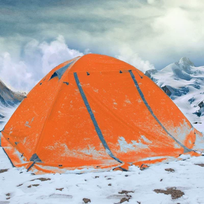 Feituo Camping Tent Outdoor 3-4 Person Double-Layer Aluminum Pole Windproof Rainproof Tent with Snow Skirt for Outdoor Use