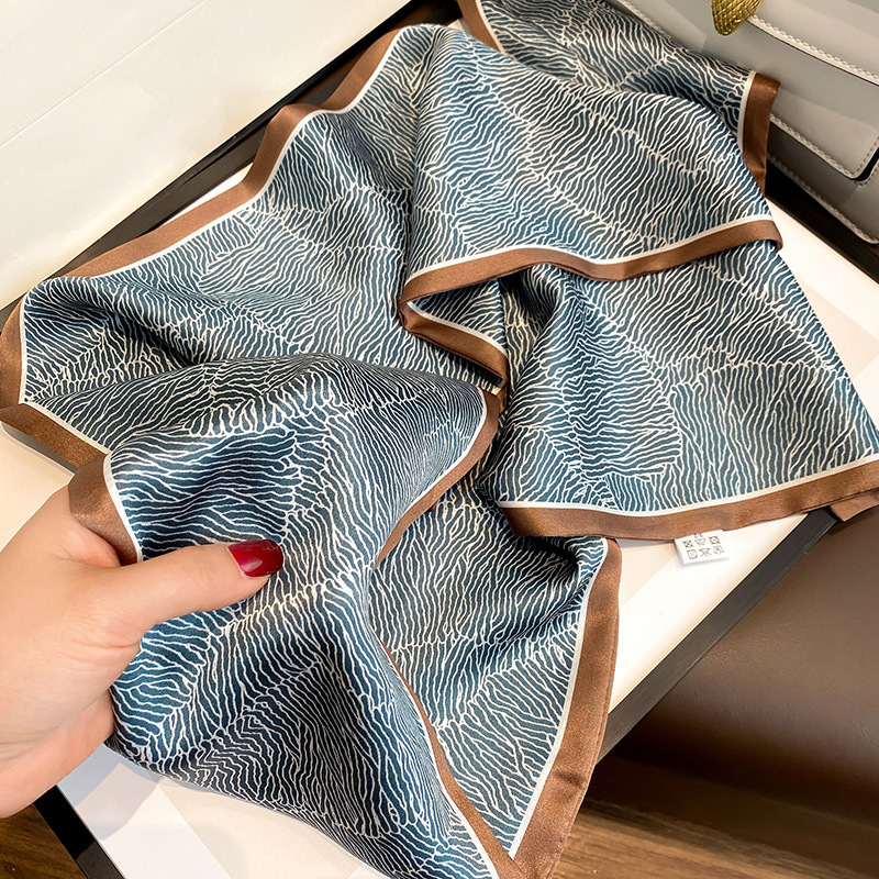 Hangzhou bufandas de seda verde azul estilo nacional morera seda flotante mujer primavera y otoño con bufandas de seda de doble capa 150 * 15cm bufandas