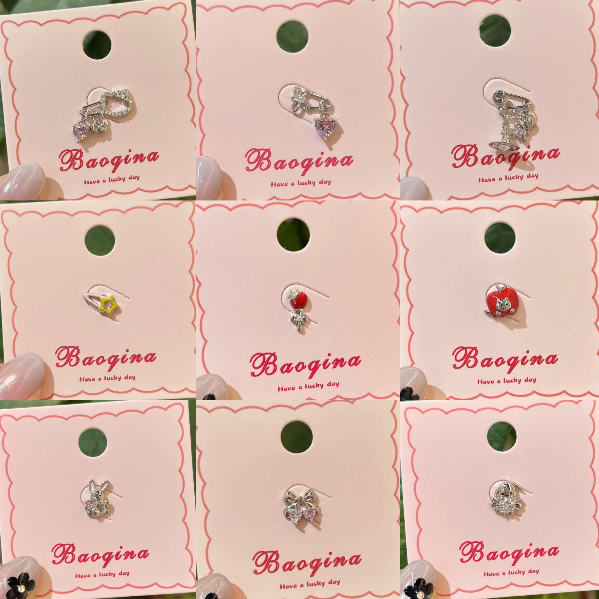新款baoqina耳骨钉合集钛钢材质可爱卡通耳钉拧螺丝款耳钉耳饰女