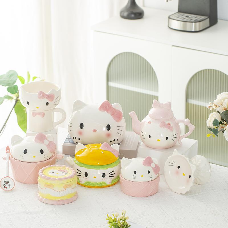 Cute Hellokitty Series Ceramic Ornaments, Creative Household Tableware, Girly Souvenirs, Bowls