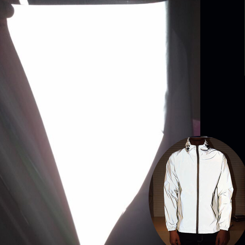 亮银TC反光布耐水洗反光箱包马甲可切条辅料休闲外套服装反光面料