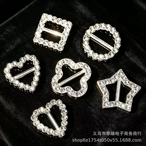 DIY Korean-style handmade round, square, five-pointed star, heart, and four-leaf clover alloy buckle accessories for shoes, clothing, and hair
