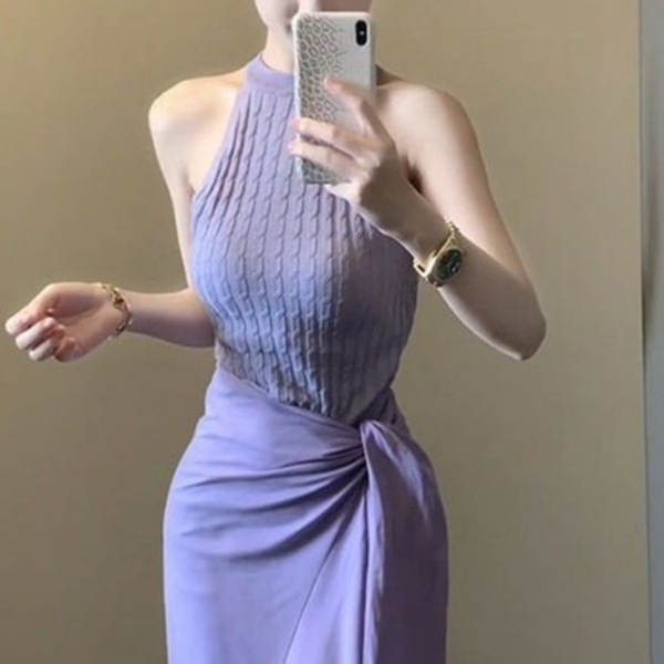 女性のための塩系ライトマチュアスタイルパープルスーツ2025新しい夏服ベストとスカートの2点セットの完全なセット|undefined