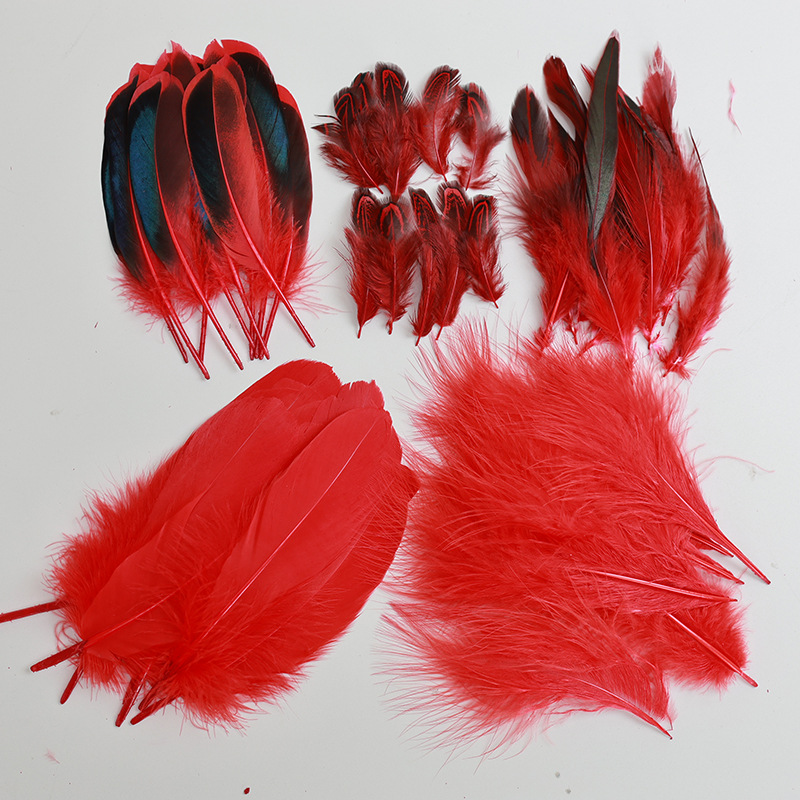 Plumas rojas al por mayor boda jardín de infantes diy plumas hechas a mano pieles de pavo pendientes de plumas de ganso accesorios accesorios de ropa image 70