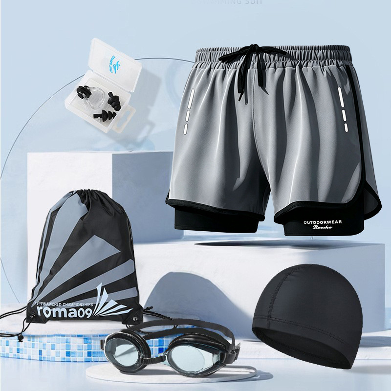 Pantalones de baño para hombre de secado rápido, doble capa antitransparencia, estilo deportivo y moderno, tendencia global image 17