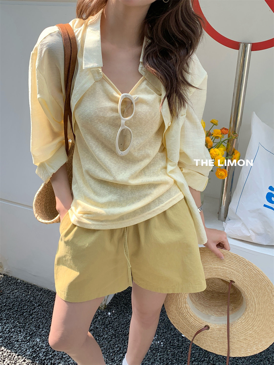Áo sơ mi chống nắng nữ tay dài cổ bẻ dáng rộng chất liệu mỏng nhẹ — Vàng nhạt, xanh nhạt, Xanh Hàn, Xanh lá cây nhạtcolor chi tiết 43