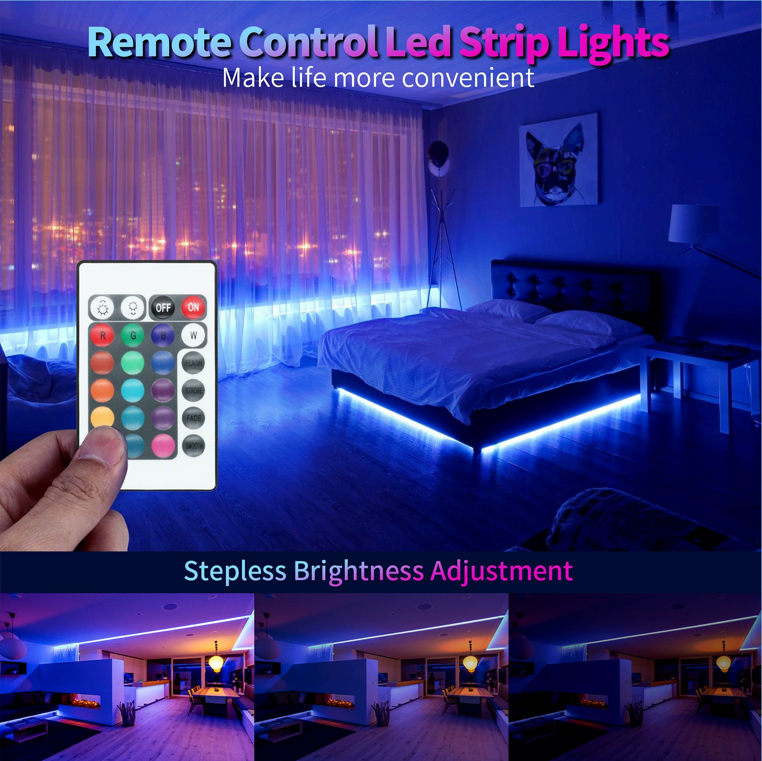 Подсветка интерьера LED атмосфера свет 24-кнопки инфракрасный 5050RGB-12V 5 метров 90 светодиодов набор ленты 5050