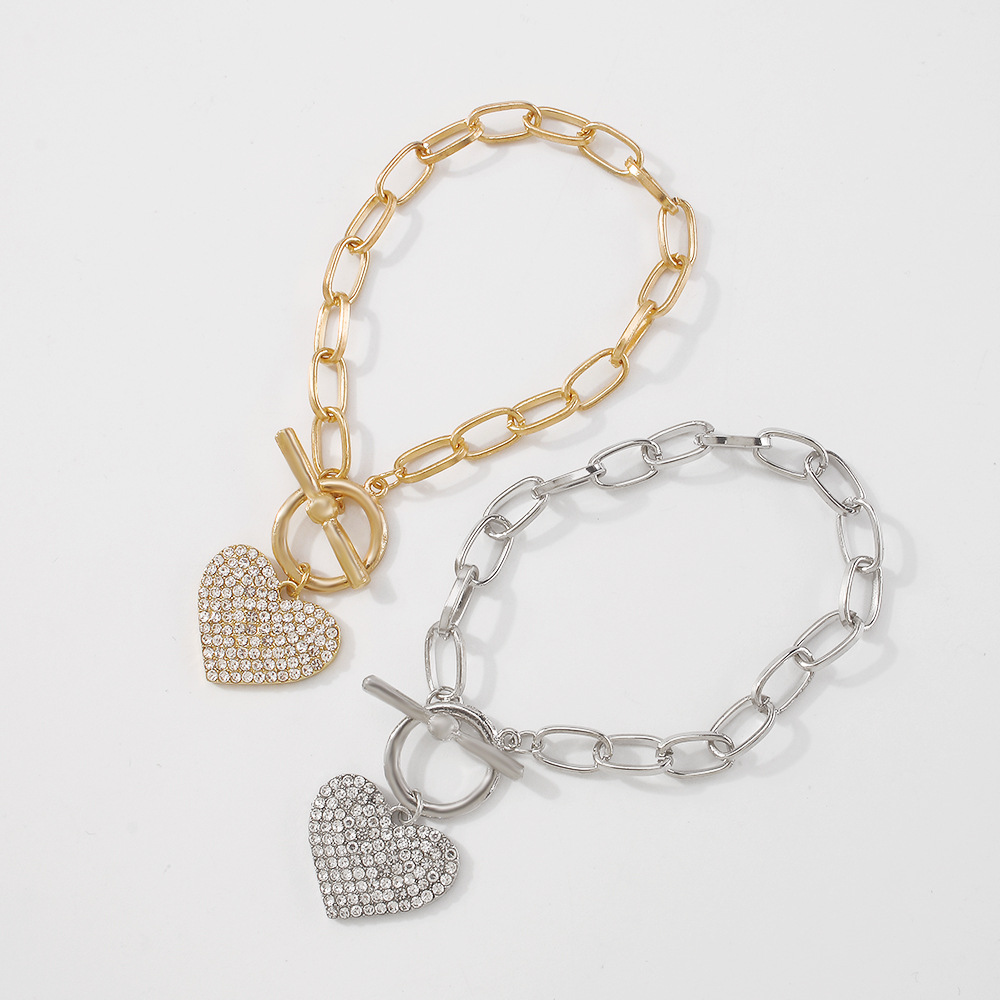 Cross-border Simple Small Fragrant Wind Geometric Chain Full of Rhinestone Love Necklace Bracelet