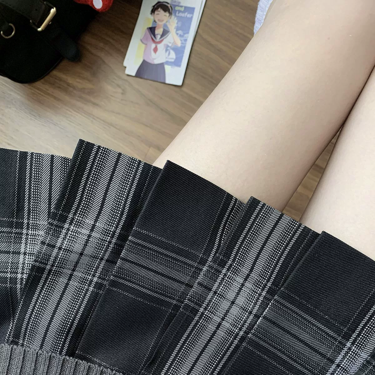 Оригинальная юбка в клетку JK [Dawn], аутентичная японская школьная форма, черная плиссированная юбка в клетку.