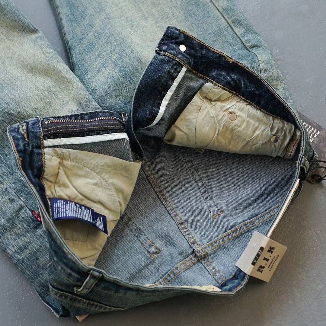 Jeans cargo homme coupe large style rétro décontracté polyvalent_voghion.com