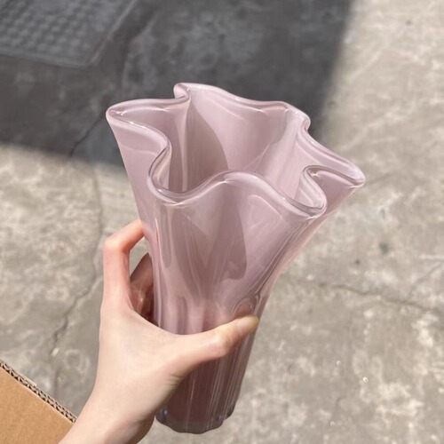 Creative Cabbage Flower Vase Petal Vase Decor Simple Living Room Dining Room Model Room Flower Pot Flower Arrangement Glass Soft Decoration
