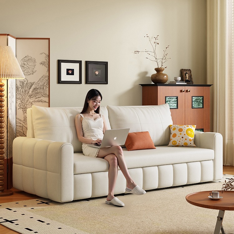 Cream Style Sofa Bed All-In-One Dual-Purpose Small Apartment Living Room Apartment Foldable Storage Pull-Out Bed Cat Claw Velvet Sofa