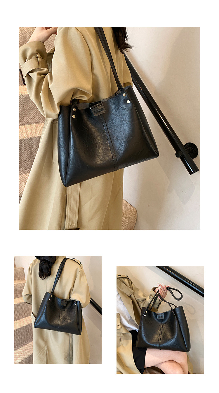 The new 2024 autumn collection features a retro, simple, large-capacity, solid-color, fashionable and individual single-shoulder underarm tote women's bag Item Picture