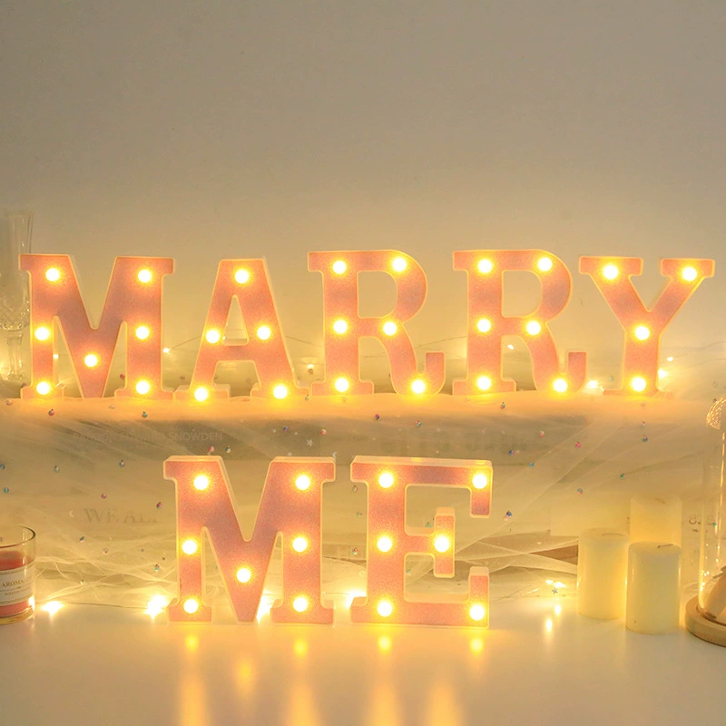 16cm cross -border colorful pink LED letters model lights daily party confession wedding scene layout laying lamp