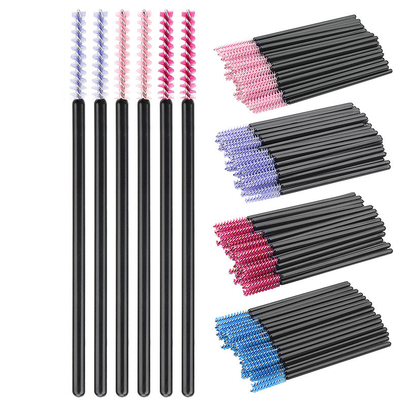 Disposable Solid Spiral Eyelash Brush, Mini Straight-Head Dual-Purpose Comb, 50 Pieces/Pack, Portable Makeup Brush, Dedicated for Eyelash Beauty