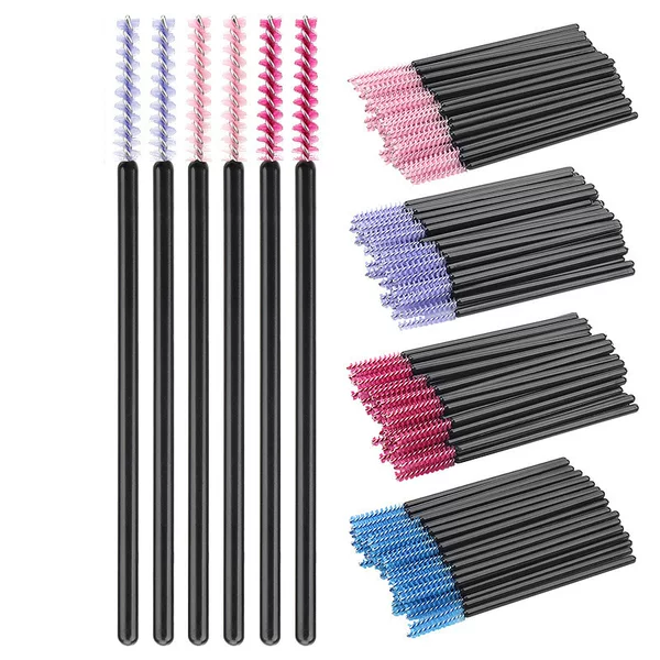 Disposable Solid Spiral Eyelash Brush, Mini Straight-Head Dual-Purpose Comb, 50 Pieces/Pack, Portable Makeup Brush, Dedicated for Eyelash Beauty