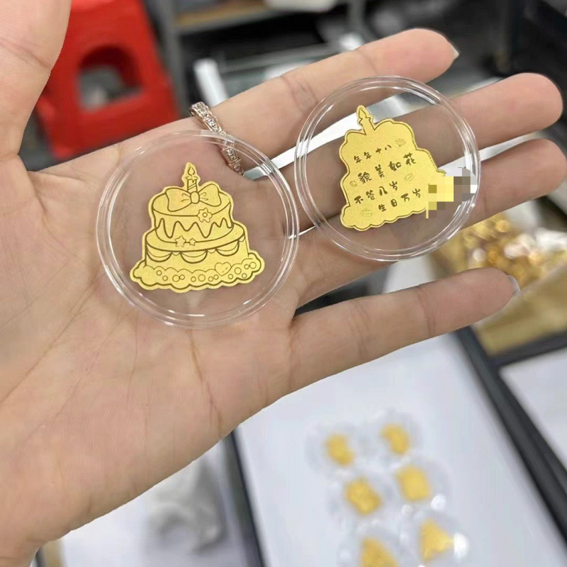 足金999黄金手机贴片金片公主发财暴富招财好柿连连财库新年礼物|undefined