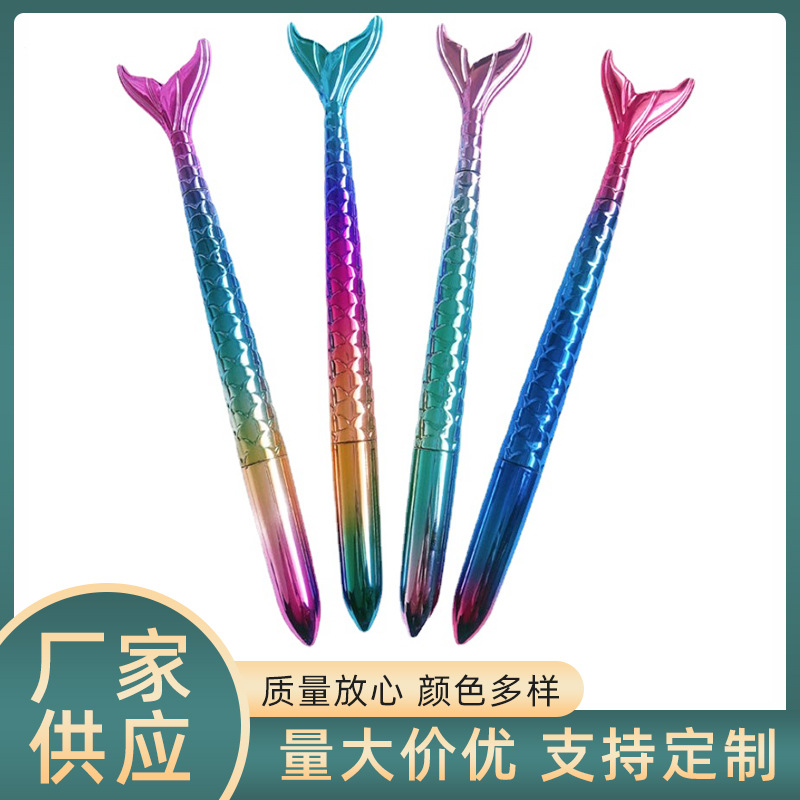 Gradiente de dibujos animados lindo color bolígrafo pequeño pez pluma estudiante pluma animal bolígrafo transfronterizo sirena pluma de gel