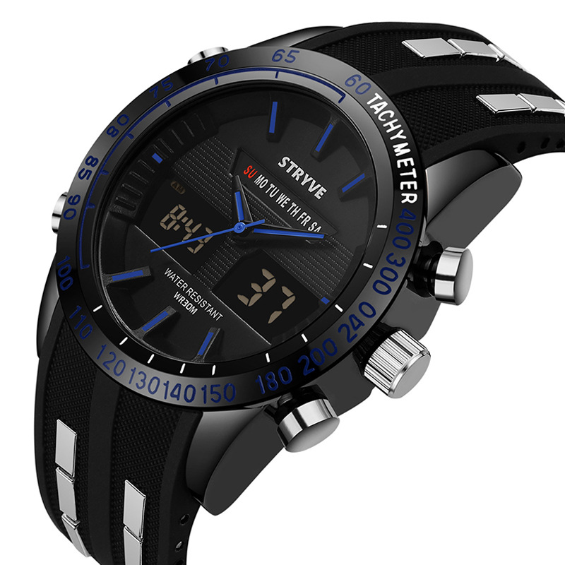 Stryve 8005 deportes impermeable reloj personalizado luminoso sincronización alarma doble pantalla reloj electrónico regalo creativo