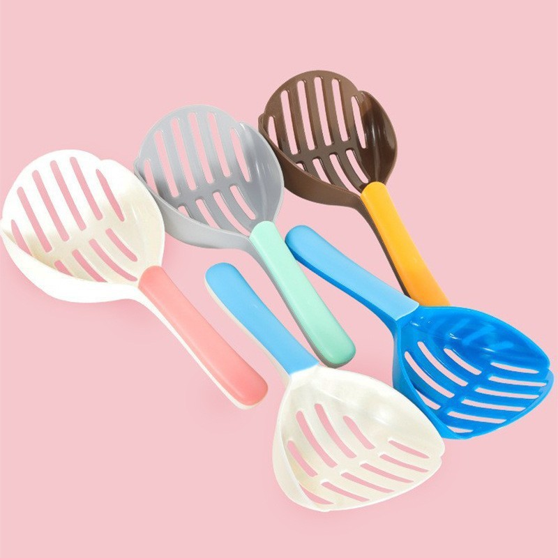 Pet Two-color Cat Litter Shovel,Thickened,Long-handled Cat Poop Shovel,Tofu Sand Filter Tool,Cat Cleaning Supplies