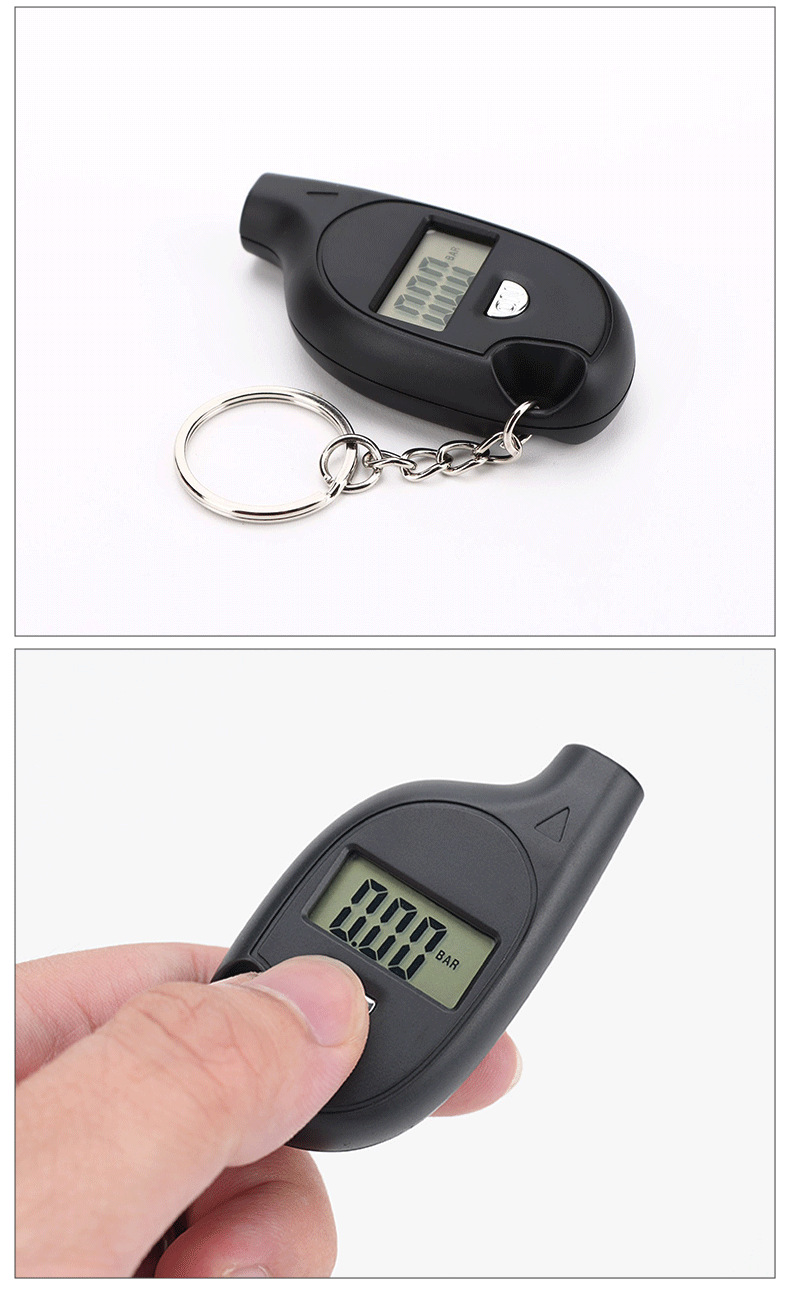 Cross-border high-precision mini digital tire pressure gauge keychain barometer for tire pressure monitoring, specialized for cars and motorcycles