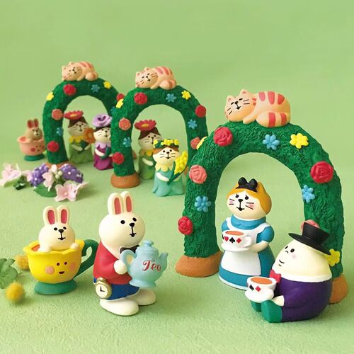 Alice in the Land of Flowers Poker Cat Teacup Rabbit Zakka Japanese Cat Creative Trendy Desktop Study Ornament