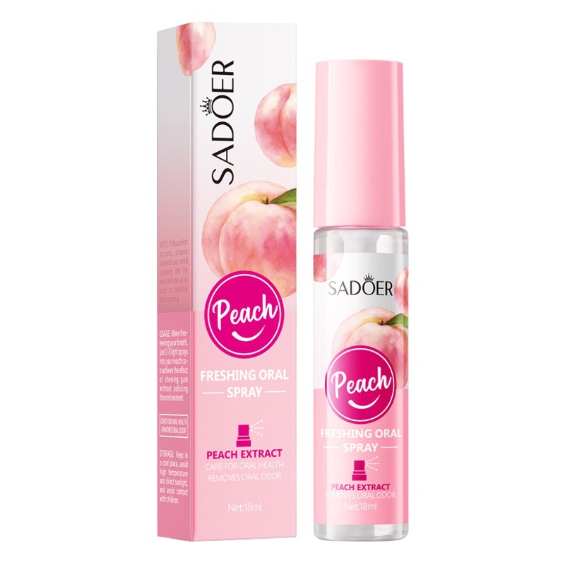 All-English Oral Spray Sadoer Peach Fresh Breath Mouthwash Spray Cross-Border Foreign Trade Product