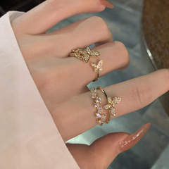 Japanese lightweight luxury butterfly open-mouthed ring for women, Instagram trendy, cool and indifferent style, unique design fashion ring, new in 2023
