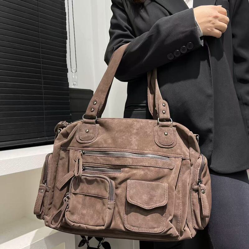 クロスボーダー専用レディースファッションY2Kギャルスエード机械バッグ大容量マルチポケットシングルショルダー斜めがけハンドバッグ|undefined