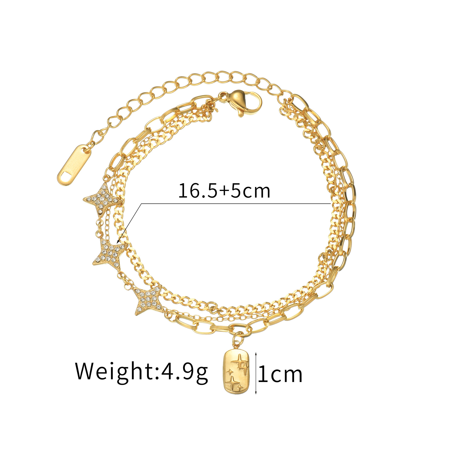 Multi-layer Geometric Bracelet For Women In Gold Plated Stainless Steel_voghion.com