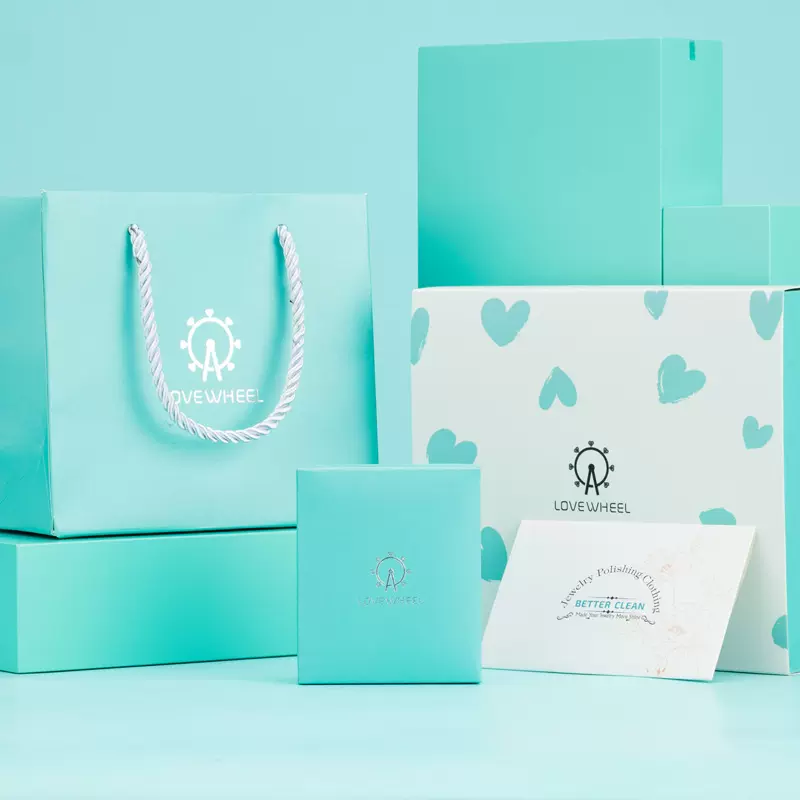 摩天轮日常礼盒包装天地盖封套手提袋首饰盒擦银布五件套包装