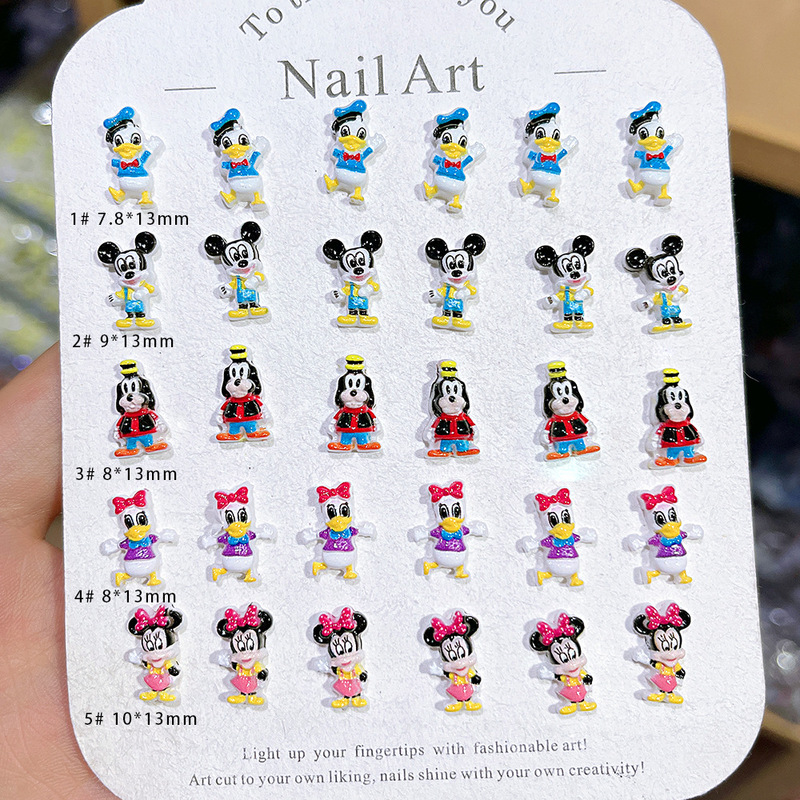 Cross-Border Nail Art Accessories, Cute Mickey and Donald Duck DIY Nail Accessories, Earrings, Mobile Phone Cases, Wearable Nail Accessories