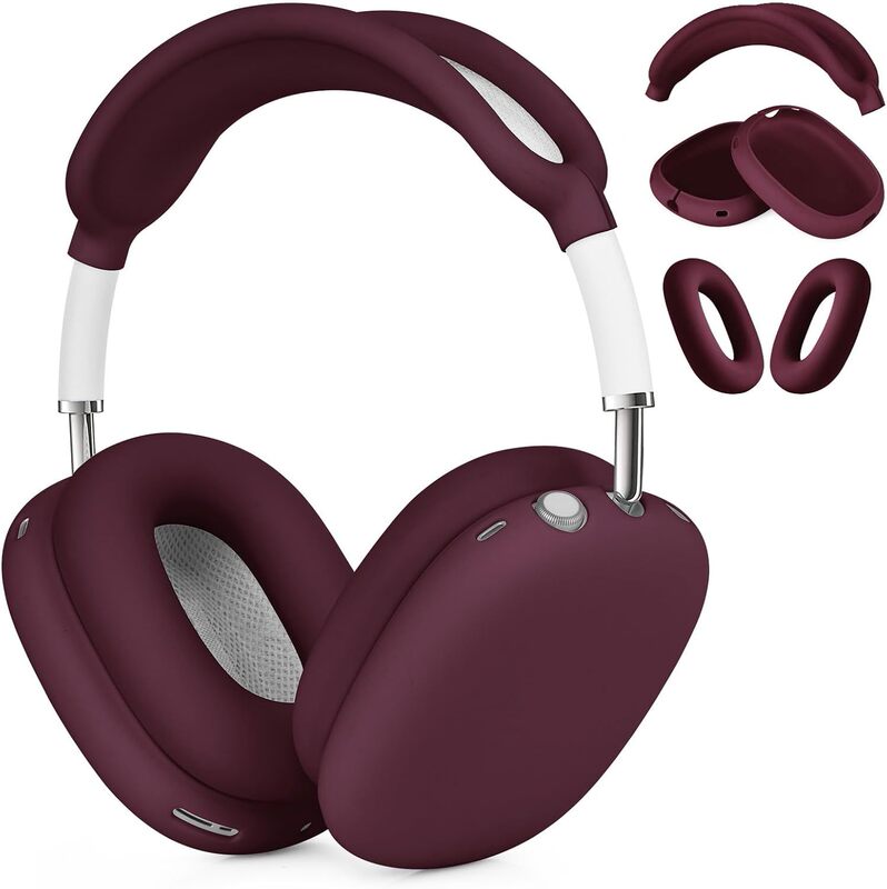 Airpodsmax Protective Cover Cross-Border Hot Sale Suitable for Apple Headset Silicone Jacket Wine Red Protective Case