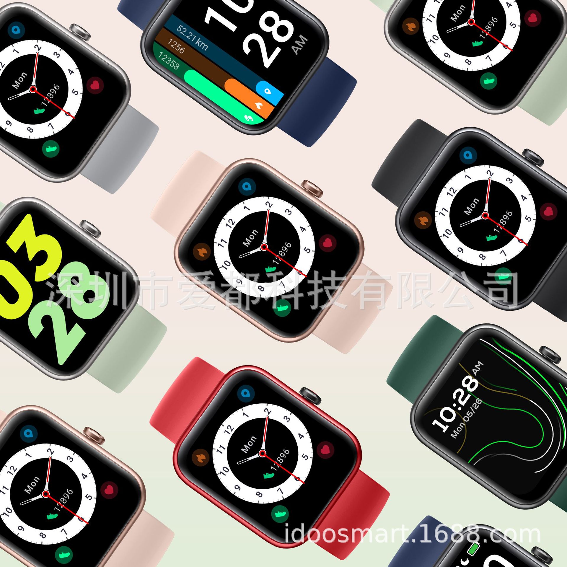 爱都科技ID206 Alexa语音1.69英寸高清大屏健康压力监测智能手表