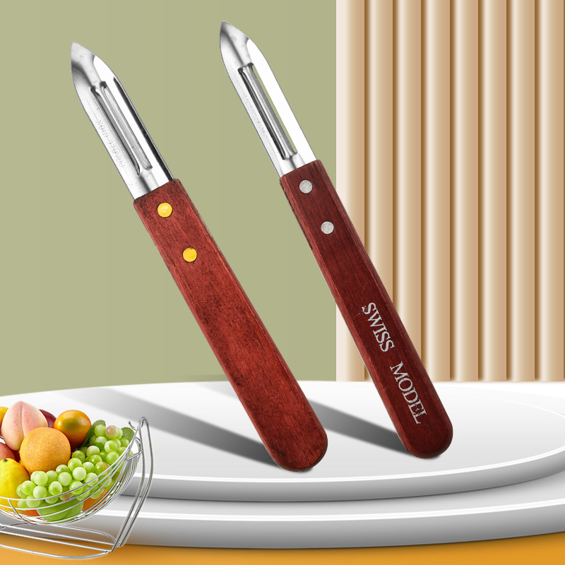 Cuchillo de cocina de acero inoxidable Cuchillo de fruta portátil multifuncional dos en uno
