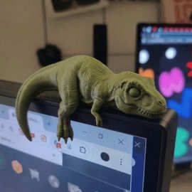 跨境新品3D打印熟睡霸王龙摆件创意手办电脑显示器个性装饰品