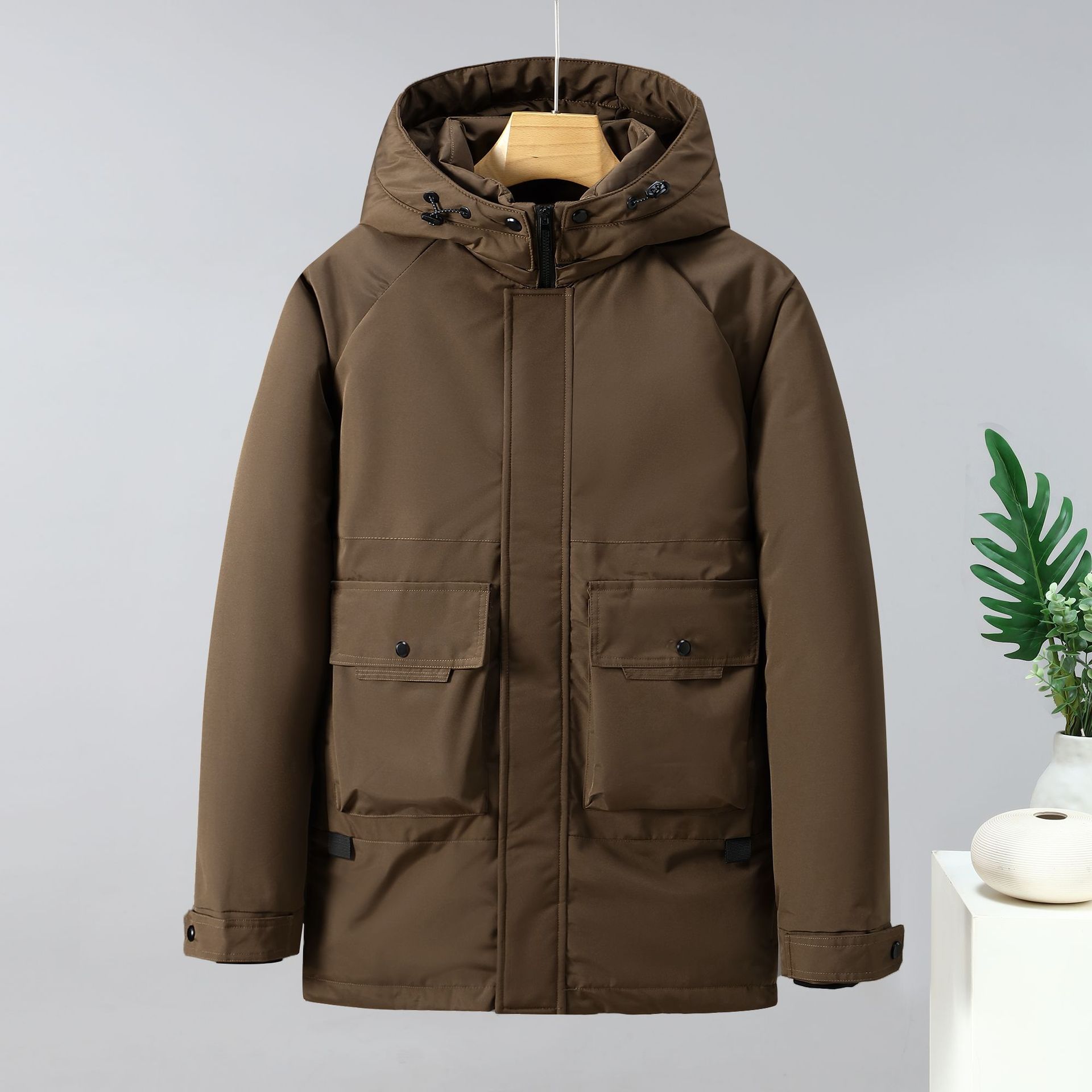 Men's thick loose trendy hooded mid to long style, 2023 autumn and winter new jacket, cotton jacket_voghion.com