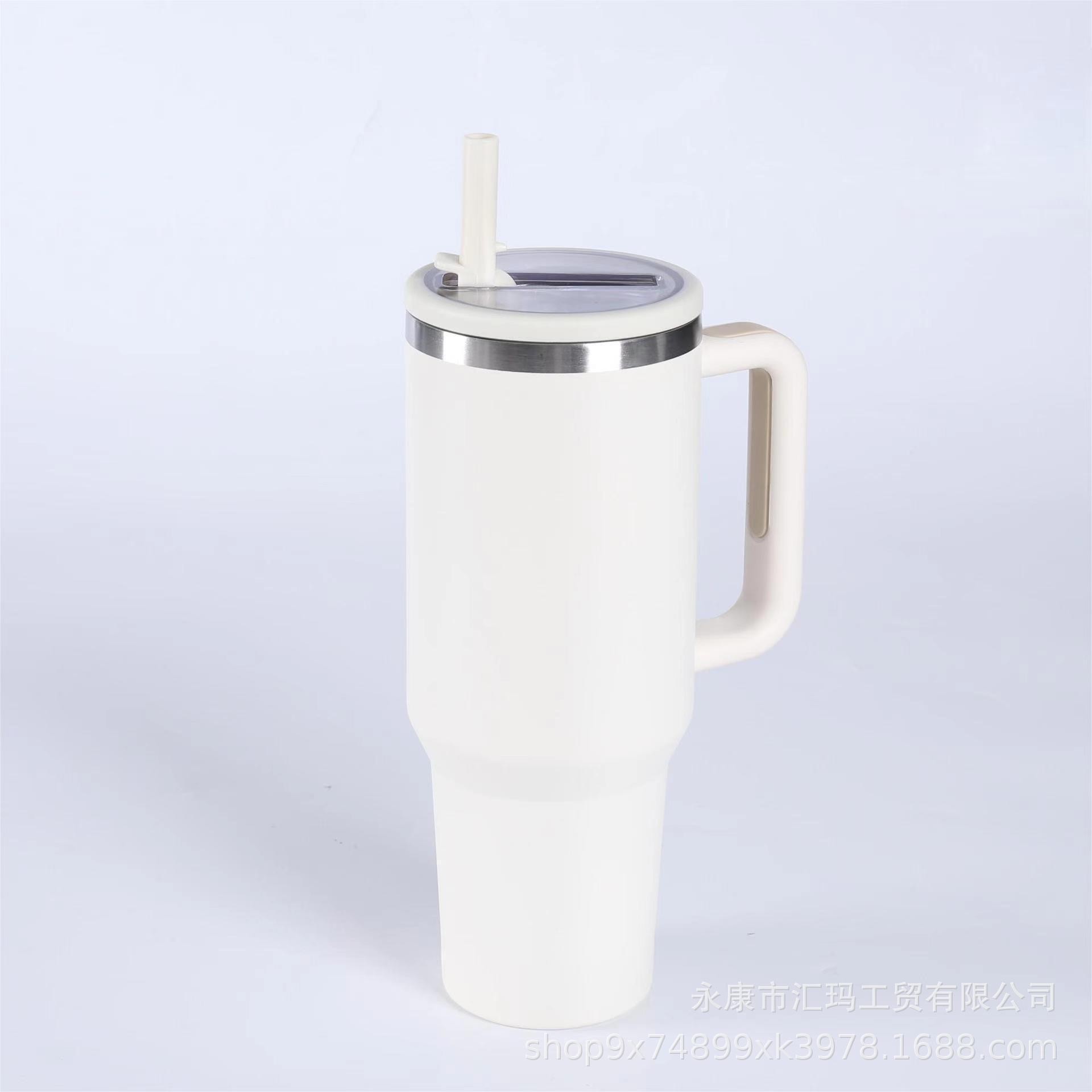 Taza térmica de acero inoxidable 304 de doble capa con aislamiento al vacío, de 40 oz, con asa, para automóvil, de gran capacidad, con popote, popular para exportación.