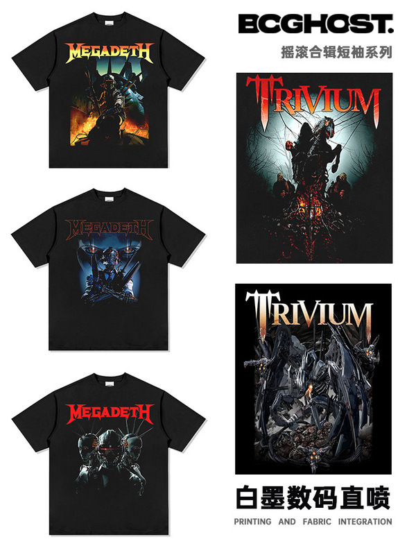 Megadeth Trivium Digital Direct Injection European and American Rock High Street Summer Short-Sleeved T-Shirt Men's Tops