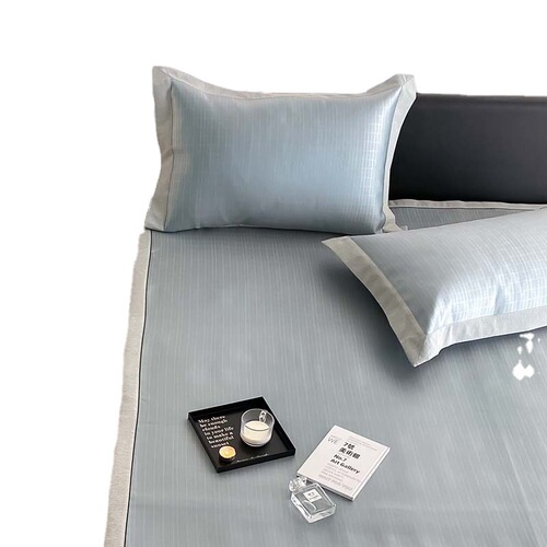 High-end Chinese herbal health-preserving ice silk mat three-piece set machine washable air-conditioned soft mat bed sheet ice silk mat summer foldable