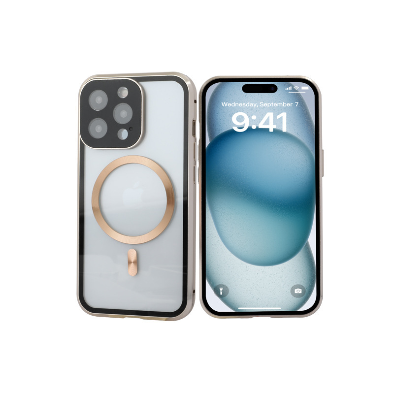 iPhone16 携帯電話ケースに適したマグネティックキング Apple 15 両面ガラスゴーグル磁気ワイヤレス充電金属新モデル|undefined