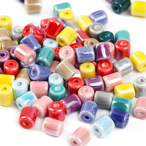 100PCS Colorful jelly-colored cylindrical diy necklace bracelet loose beads Straight hole ceramic beads Bracelet braided enamel beads jewelry accessories