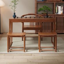 新中式阳台茶桌椅组合实木小户型家用胡桃木色客厅功夫小茶台茶几