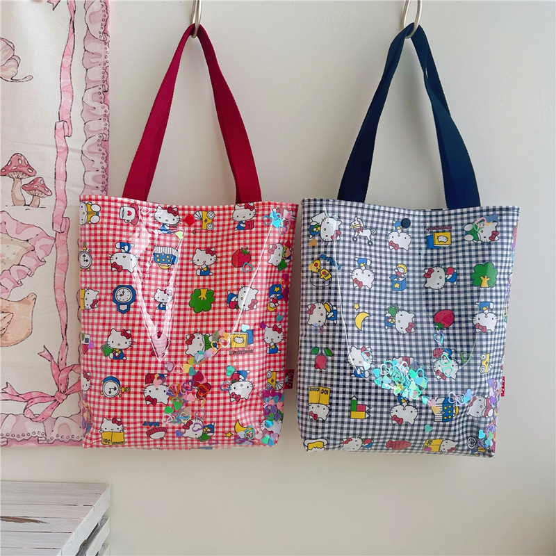 New Katie handbag high-value Kitty transparent quicksand hand tote bag large capacity shoulder bag wholesale