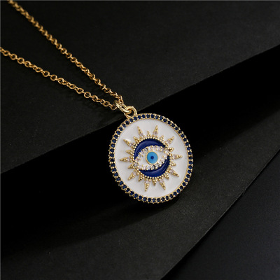 Jewelry  Europe fashionable hot white drip evil eye pendant necklace female of gold plating