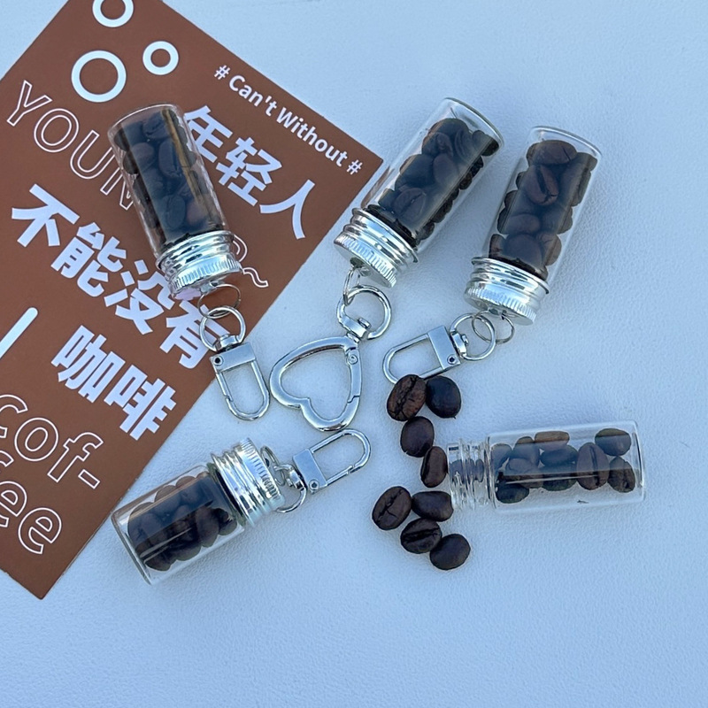 Cross-Border Resin Coffee Bean Glass Bottle Pendant, Optional Real Beans, DIY Miniature Landscape Accessories, Finished and Semi-Finished Products