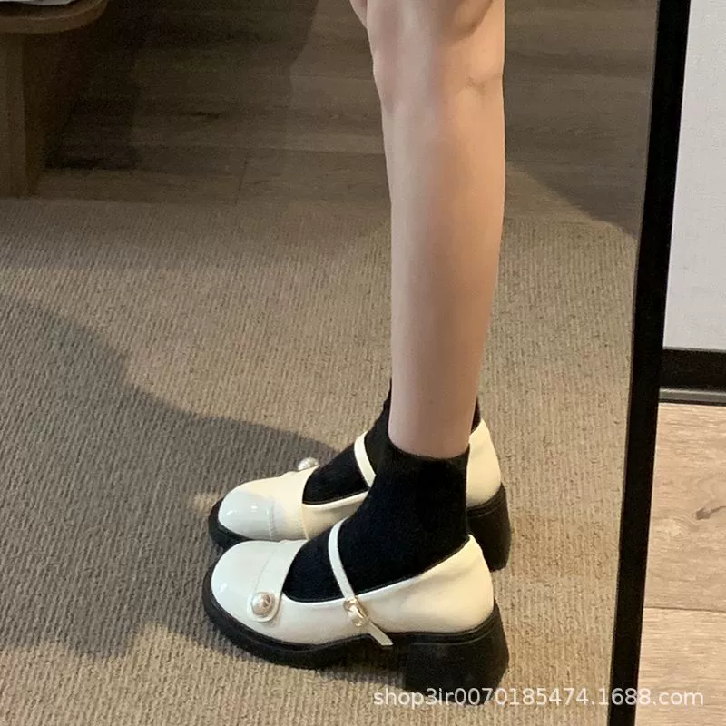 Footwear English style for leather shoes, summer loafers platform for leisure, universal shoes, British style