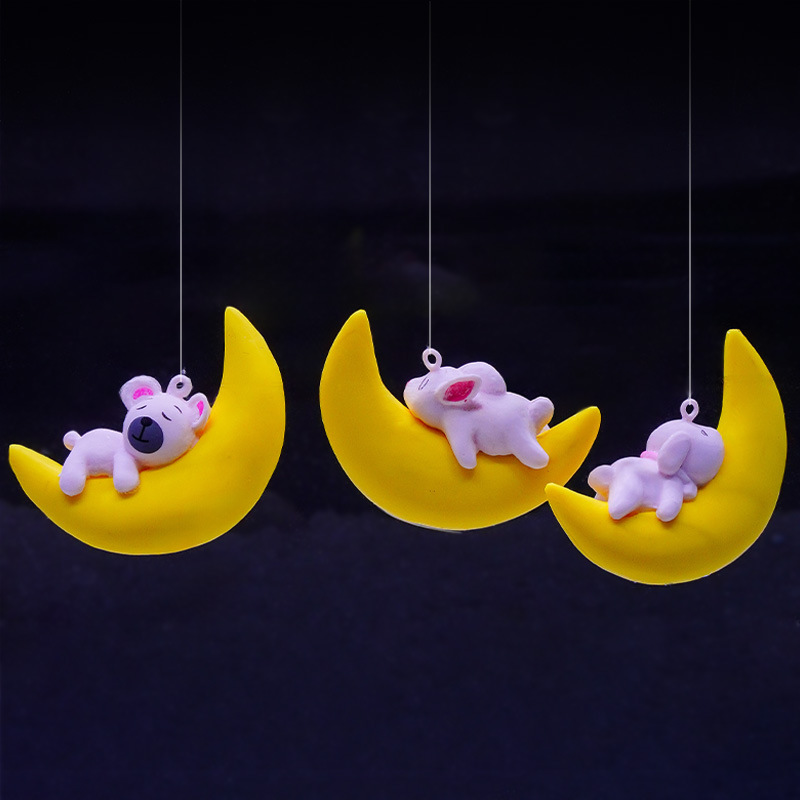 Adorno Flotante de Oso de la Luna para Acuario de PVC, Decorativo, para Pecera